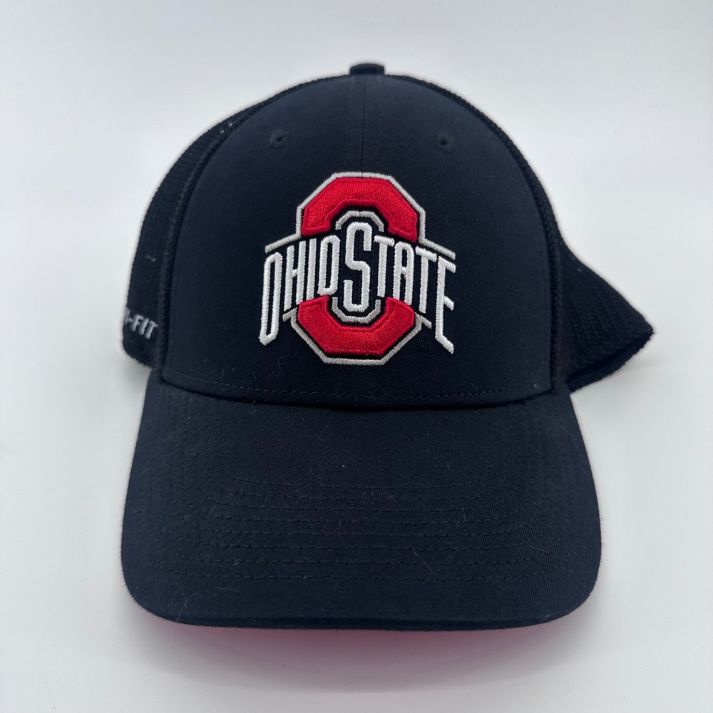 Nike Ohio State Buckeyes Hat Cap Mens OSFA Black Dri-FIT Legacy91 Mesh Trucker